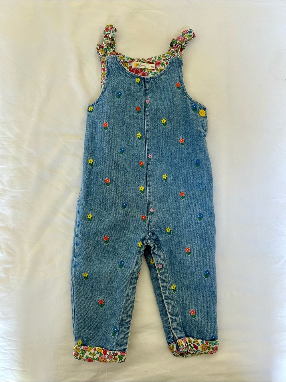 Baby Boden embroidered flower denim dungarees